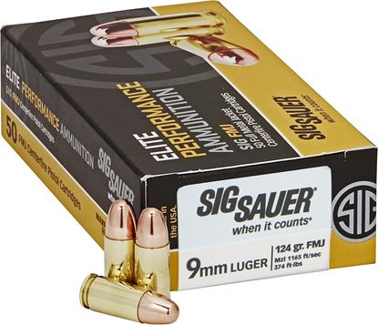 Picture of Sig Sauer E9MMB2-50 Elite Performance Pistol Ball Ammo 9MM, 124GR, FMJ, 1165fps, 50 Rnd, Boxed