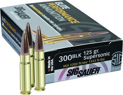 Picture of Sig Sauer E300A1-20 Elite Performance Match Grade Rifle Ammo 300 AAC, Sierra MatchKing, 125 Grains, 2200 fps, 20, Boxed