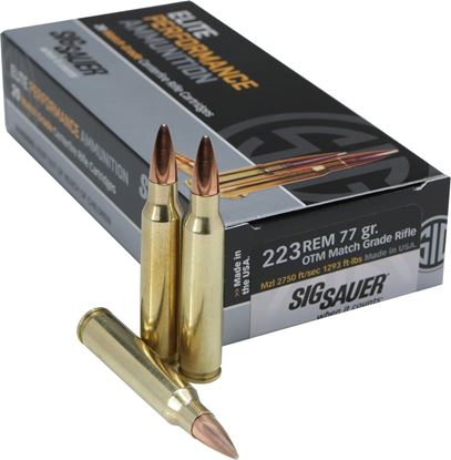 Picture of Sig Sauer E223M1-20 Elite Performance Match Grade Rifle Ammo 223Rem 77gr OTM box/20