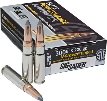 Picture of Sig Sauer E300H2-20 Elite V-Crown Performance Rifle Ammo, Hunting, 300BLK, 220GR, BOX/20