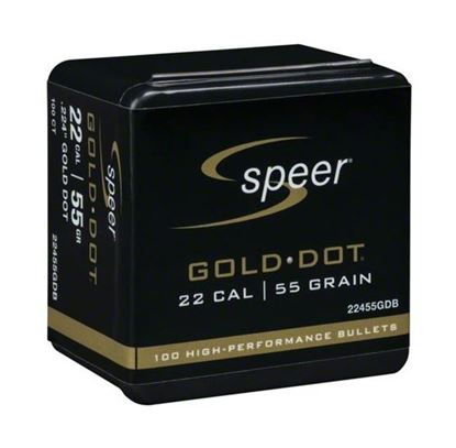 Picture of Speer 22455GDB Reloading Bullets 55-Grain Gold Dot 100 Box
