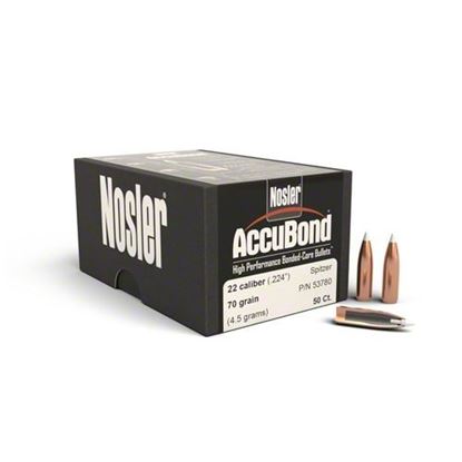 Picture of Nosler 53780 Accubond Rifle Bullets 22 Cal 70gr (50 ct,)