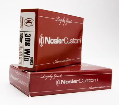 Picture of Nosler 60053 Trophy Grade Rifle Ammo, 308 Winchester 165gr Partition (20 ct.)