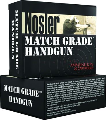 Picture of Nosler 51285 Match Grade Handgun Ammo 9MM, JHP, 115 Gr, 1170 fps, 20 Rnd, Boxed