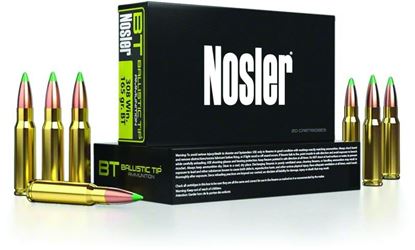 Picture of Nosler 40063 BT Ballistic Tip Rifle Ammo 308 WIN, Hunting, 165 Grains, 2800 fps, 20, Boxed