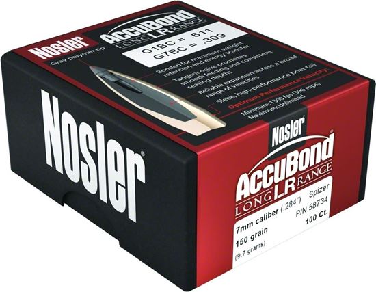 Picture of Nosler 58734 Accubond Long Range Rifle Bullets 7mm 150gr SP 100 Ct