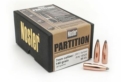 Picture of Nosler 16325 Rifle Bullets 7mm 140Gr Partition Spitzer .284 50Bx