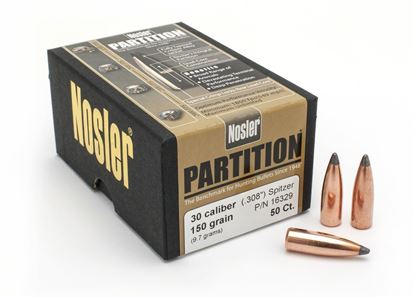 Picture of Nosler 16329 Rifle Bullets 30Cal 150Gr Partition Spitzer .308 50Bx