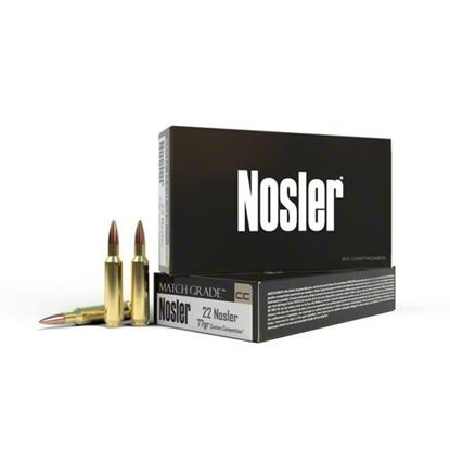 Picture of Nosler 60016 Match Grade Rifle Ammo, 22 Nosler 77gr Custom Competition (20 ct)
