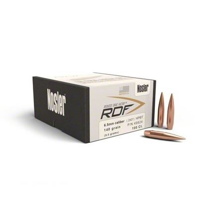 Picture of Nosler 49824 RDF Reduced Drag Factor Rifle Bullets 6.5mm 140 HPBT Bullets (100 ct)