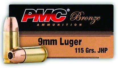 Picture of PMC 9B Bronze Pistol Ammo 9MM, JHP, 115 Gr, 1160 fps, 50 Rnd, Boxed