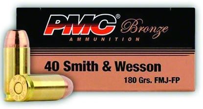 Picture of PMC 40E Bronze Pistol Ammo 40 S&W, FMJ-FP, 180 Gr, 985 fps, 50 Rnd, Boxed