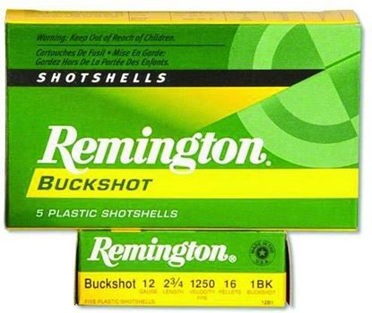 Picture of Remington 12B1 Express Shotgun Ammo 12 GA, 2-3/4 in, 1B, 16 Pellets, 1250 fps, 5 Rounds, Boxed