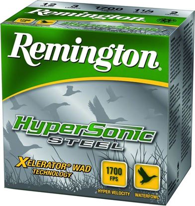 Picture of Remington HSS122 HyperSonic Steel Shotshell 12 GA, 3 in, No. 2, 1-1/8oz, 1700 fps, 25 Rnd per Box