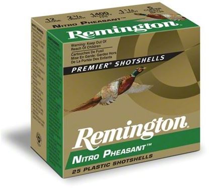 Picture of Remington NP126 Nitro Pheasant Loads Shotshell 12 GA, 2-3/4 in, No. 6, 1-1/4oz, Max Dr, 1400 fps, 25 Rnd per Box