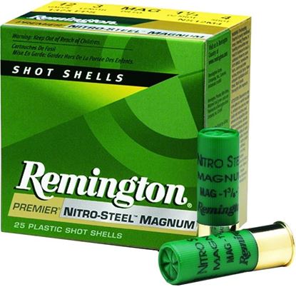 Picture of Remington NS12M3 Nitro Steel High-Velocity Shotshell 12 GA, 3 in, No. 3, 1-1/4oz, Mag Dr, 1450 fps, 25 Rnd per Box