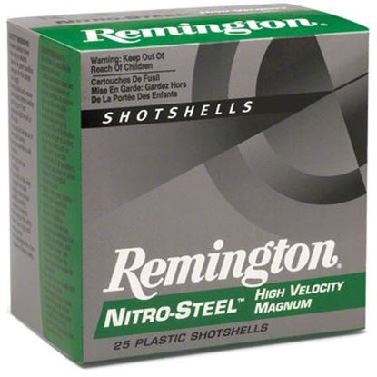 Picture of Remington NS12M4 Nitro Steel High-Velocity Shotshell 12 GA, 3 in, No. 4, 1-1/4oz, Mag Dr, 1450 fps, 25 Rnd per Box
