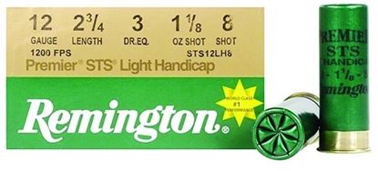 Picture of Remington STS12LH8 Premier Shotshell 12 GA, 2-3/4 in, No. 8, 1-1/8oz, 3 Dr, 1200 fps, 25 Rnd per Box