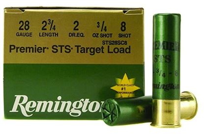 Picture of Remington STS28SC8 Premier Shotshell 28 GA, 2-3/4 in, No. 8, 3/4oz, 2 Dr, 1200 fps, 25 Rnd per Box