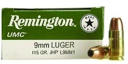 Picture of Remington L9MM1B UMC Value Pack Pistol Ammo 9MM, JHP, 115 Gr, 1145 fps, 100 Rnd, Boxed