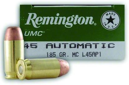 Picture of Remington L45AP1 UMC Pistol Ammo 45 ACP, MC, 185 Gr, 1015 fps, 50 Rnd, Boxed
