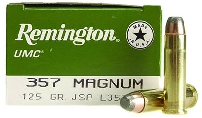 Picture of Remington L357M12 UMC Pistol Ammo 357 MAG, JSP, 125 Gr, 1450 fps, 50 Rnd, Boxed