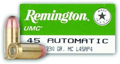 Picture of Remington L45AP4 UMC Pistol Ammo 45 ACP, MC, 230 Gr, 835 fps, 50 Rnd, Boxed
