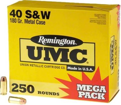 Picture of Remington L40SW3A UMC Mega Pack Pistol Ammo 40 S&W, MC, 180 Gr, 990 fps, 250 Rnd, Boxed