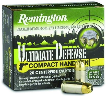 Picture of Remington CHD380BN Ultimate Defense Compact Handgun Pistol Ammo 380 ACP, BJHP, 102 Gr, 940 fps, 20 Rnd, Boxed