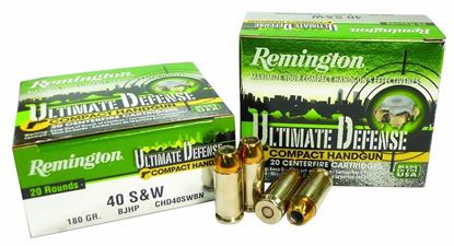 Picture of Remington CHD40SWBN Ultimate Defense Compact Handgun Pistol Ammo 40 S&W, BJHP, 180 Gr, 20 Rnd, Boxed