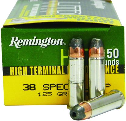 Picture of Remington RTP38S21 HTP Pistol Ammo 38 SPL, SJHP, 125 Gr, 945 fps, 50 Rnd, Boxed