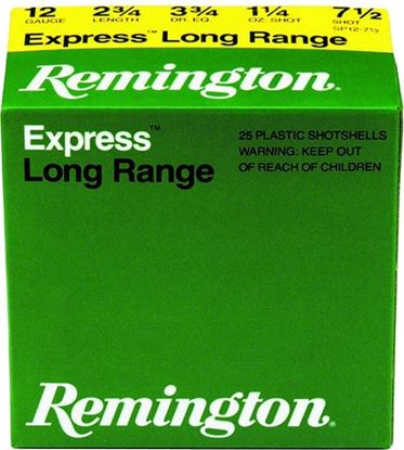 Picture of Remington SP124 Express Extra Long Range Shotshell 12 GA, 2-3/4 in, No. 4, 1-1/4oz, 3-3/4 Dr, 1330 fps, 25 Rnd per Box