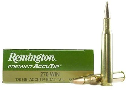 Picture of Remington PRA270WA Premier AccuTip Rifle Ammo 270 WIN, AccuTip/Boat Tail, 130 Grains, 3060 fps, 20, Boxed