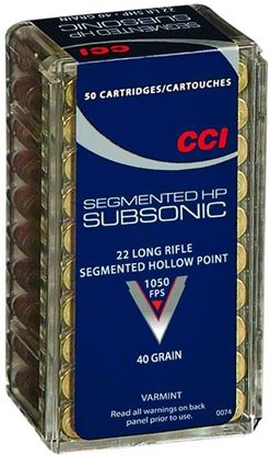 Picture of CCI 0074 Segmented Hollow Point Rimfire Ammo 22 LR, CPSHP, 40 Grains, 1050 fps, 50 Rounds, Boxed