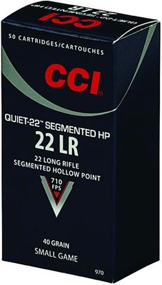 Picture of CCI 0970 Quiet-22 Segmented HP Rimfire Ammo 22 LR, CPRN, 40 Grains, 710 fps, 50 Rounds, Boxed