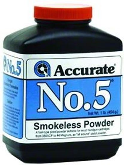 Picture of Accurate No 5 Double Base Smokeless Powder For Handguns, 1Lb, State Laws Apply