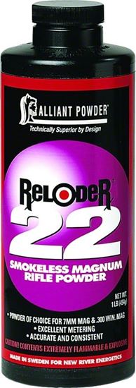 Picture of Alliant RELODER 22 Smokeless Magnum Rifle Powder 1 Lb State Laws Apply