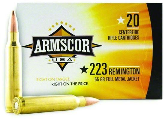 Picture of Armscor FAC223-IN Rifle Ammo 223 REM, FMJ, 55 Grains, 3139 fps, 20, Boxed