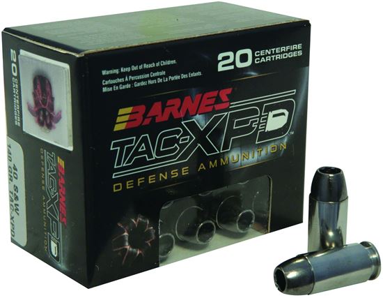 Picture of Barnes 21554 TAC-XPD Pistol Ammo 40 S&W, TAC-XP HP, 140 Gr, 1120 fps, 20 Rnd, Boxed