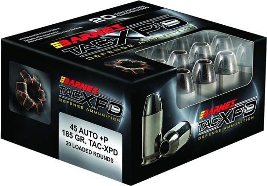 Picture of Barnes 21555 TAC-XPD Pistol Ammo 45 ACP, TAC-XP HP, 185 Gr, 1000 fps, 20 Rnd, Boxed
