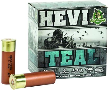 Picture of HEVI-Shot 60006 Hevi-Teal Shotshell 12 GA, 3 in, No. 6, 1-1/4oz, 1500 fps, 25 Rnd per Box