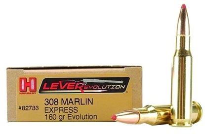Picture of Hornady 82733 LEVERevolution Rifle Ammo 308 MARLIN, FTX, 160 Grains, 2660 fps, 20, Boxed