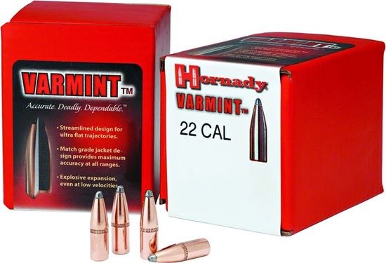 Picture of Hornady 2265 Traditional Varmint Bullets 22 224" 55Gr SP 100Rnd