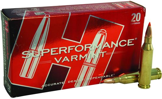 Picture of Hornady 8343 Superformance Varmint Rifle Ammo 243 WIN, V-MAX, 58 Grains, 3925 fps, 20, Boxed