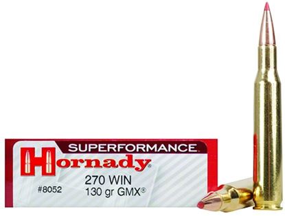 Picture of Hornady 8052 Superformance Rifle Ammo 270 WIN, GMX, 130 Grains, 3190 fps, 20, Boxed