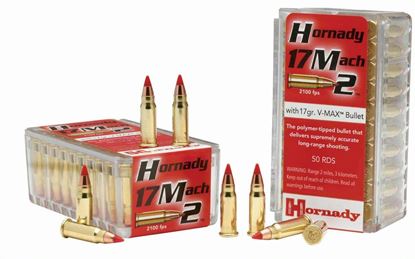 Picture of Hornady 83176 Rimfire Varmint Express Ammo 17 MACH2, NTX, 15.5 Grains, 2050 fps, 50 Rounds, Boxed