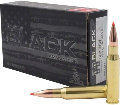 Picture of Hornady 80927 BLACK Rifle Ammo 308 WIN 155 Gr A-MAX, 20 Rnd