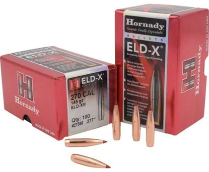 Picture of Hornady 27356 ELD-X Rifle Bullet 270 CAL .277 145 Gr ELD-X 100Rnd
