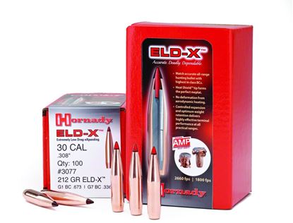 Picture of Hornady 3077 ELD-X Rifle Bullet 30Cal .308 212Gr ELD-X 100Rnd