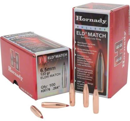 Picture of Hornady 26176 ELD Match Rifle Bullets, 6.5MM .264 123 Gr, 100 Box